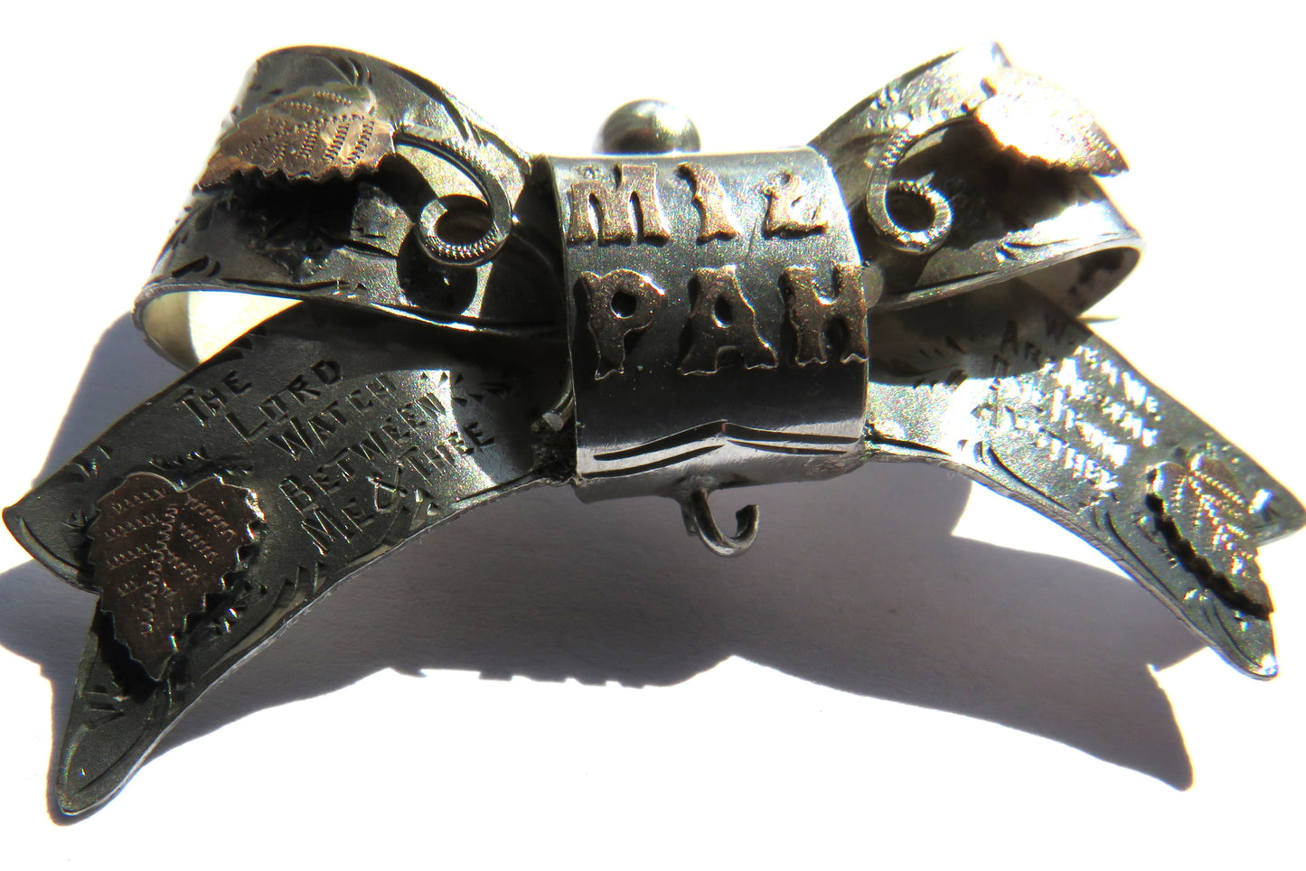 Antique Victorian Sterling Silver & Gold Mizpah Brooch Chester 1897