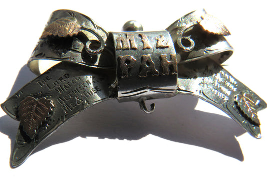 Antique Victorian Sterling Silver & Gold Mizpah Brooch Chester 1897