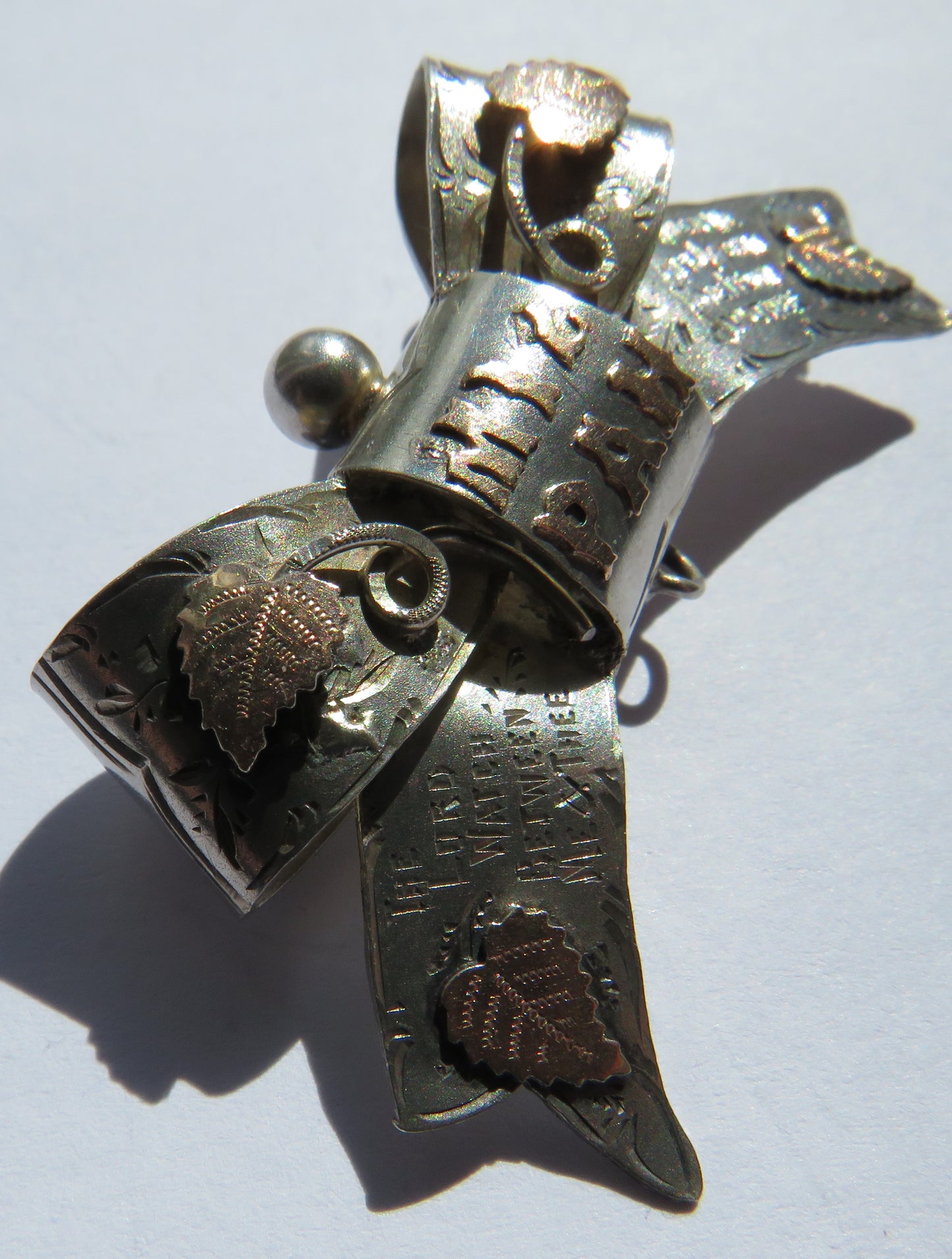 Antique Victorian Sterling Silver & Gold Mizpah Brooch Chester 1897