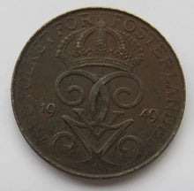 Load image into Gallery viewer, 1949 Sweden 5 Ore Coin
