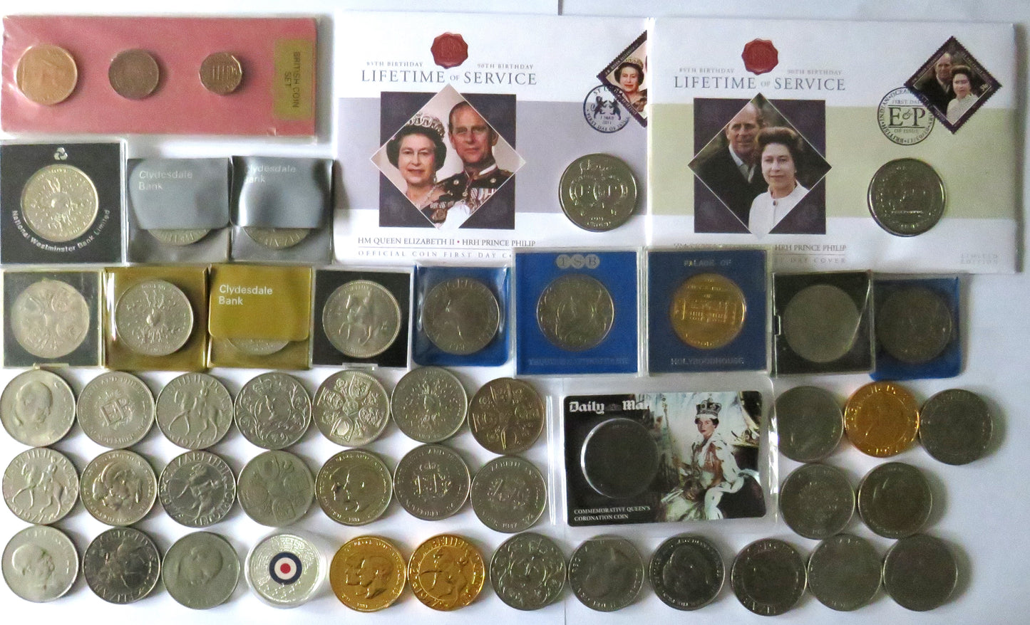 Large Collection of 50 Mainly UK Commemorative Crown Coins Some Others