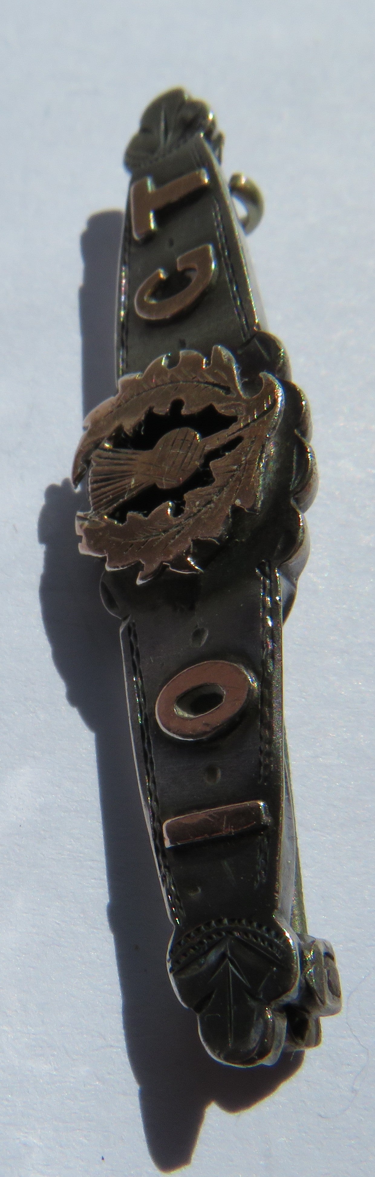 Antique Victorian Sterling Silver & Gold Thistle Brooch Birmingham 1900
