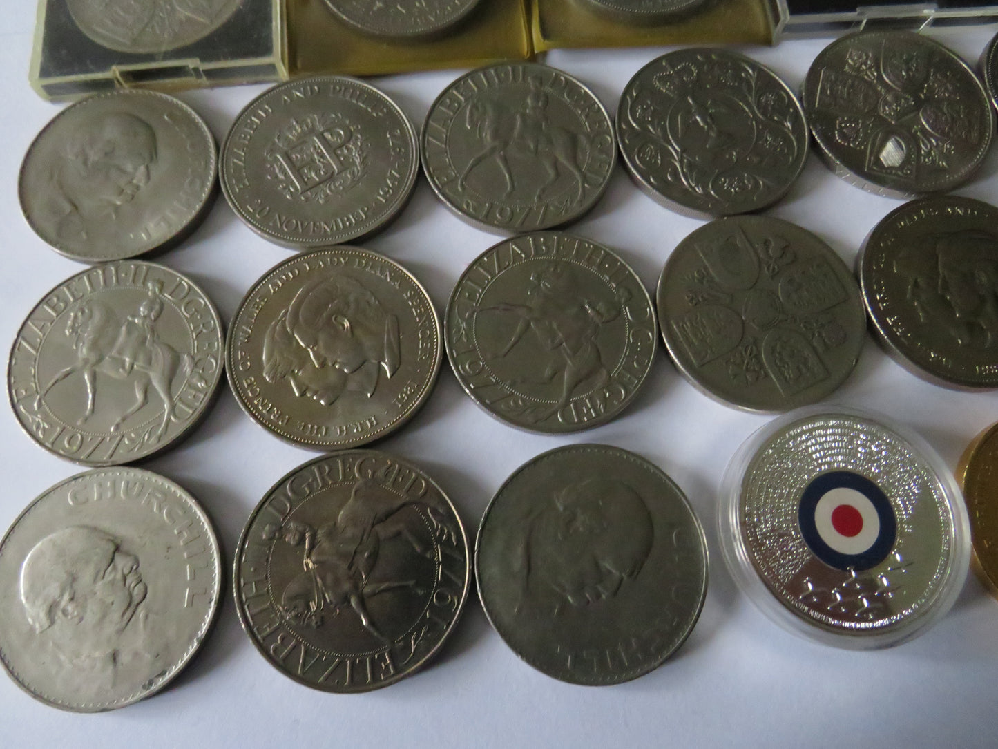 Large Collection of 50 Mainly UK Commemorative Crown Coins Some Others