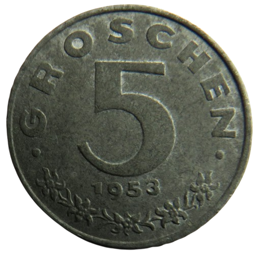 1953 Austria 5 Groschen Coin