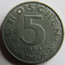 Load image into Gallery viewer, 1953 Austria 5 Groschen Coin
