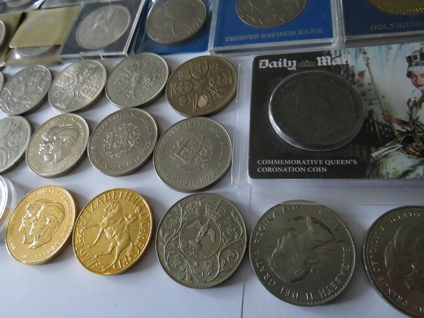 Large Collection of 50 Mainly UK Commemorative Crown Coins Some Others