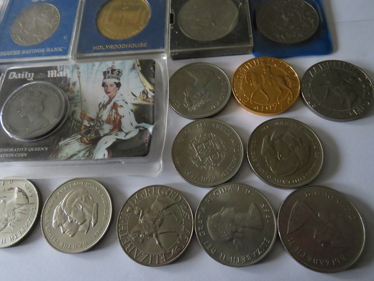 Large Collection of 50 Mainly UK Commemorative Crown Coins Some Others