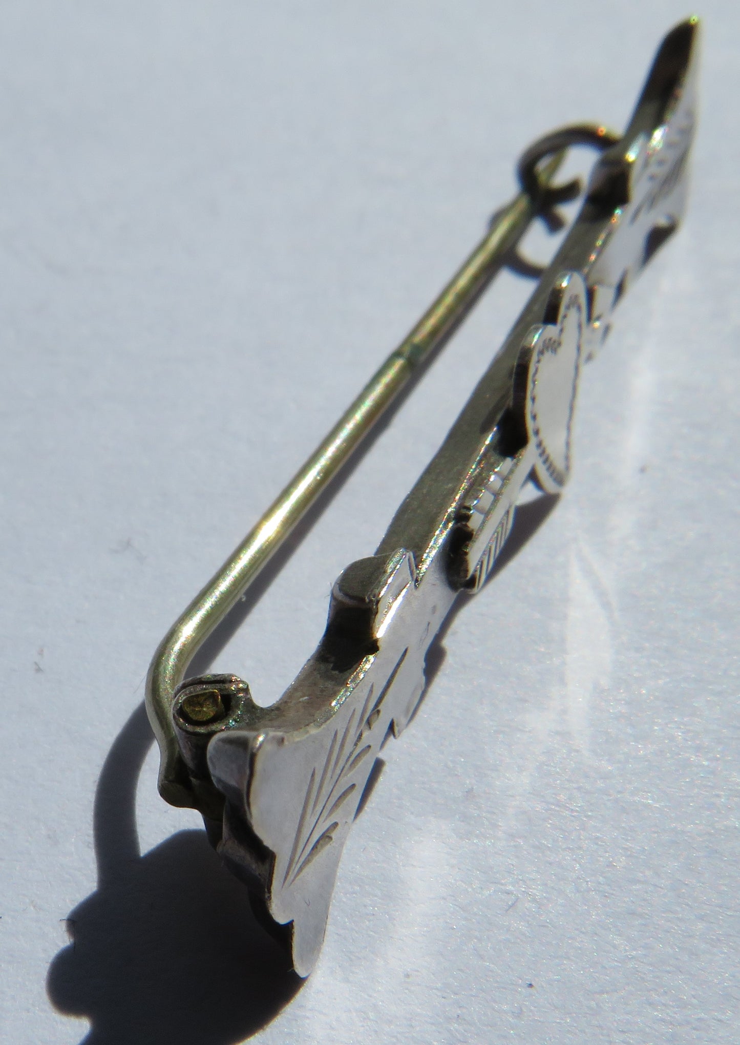 Antique Victorian Sterling Silver Love Heart & Arrow Brooch Chester 1899