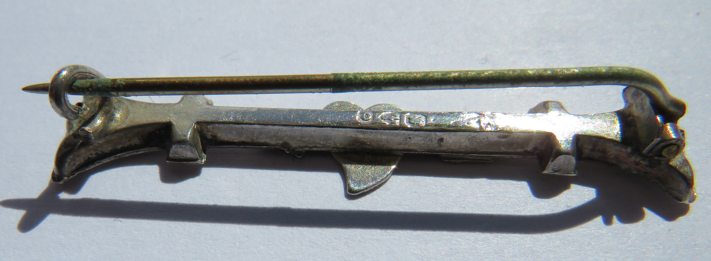 Antique Victorian Sterling Silver Love Heart & Arrow Brooch Chester 1899