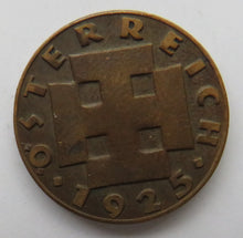 Load image into Gallery viewer, 1925 Austria 2 Groschen Coin
