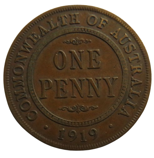 1919 King George V Australia One Penny Coin