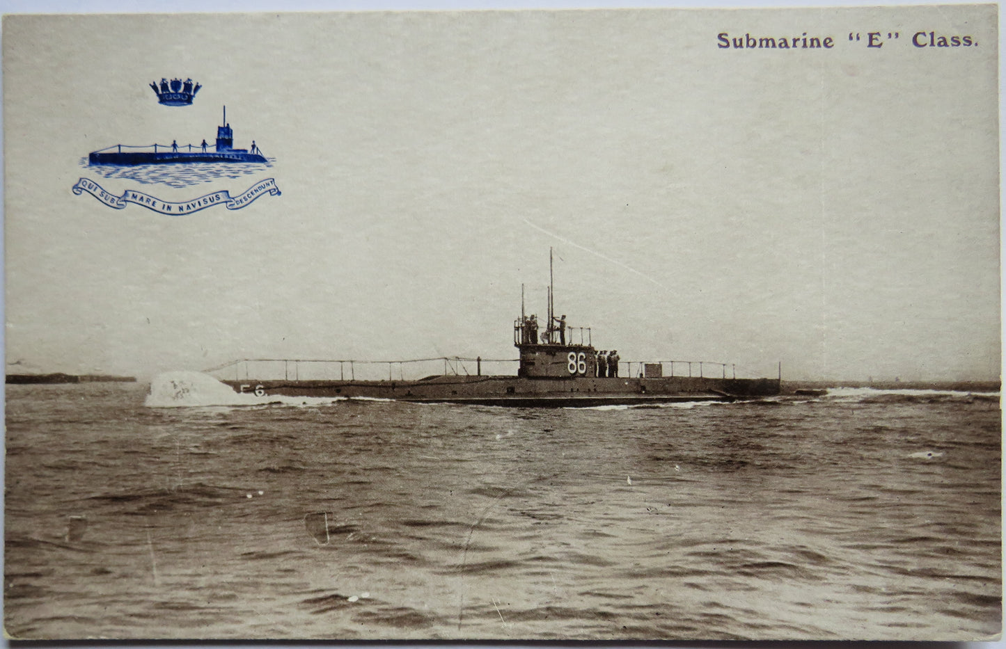 Vintage Postcard of Submarine "E" Class
