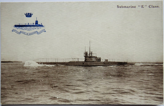 Vintage Postcard of Submarine "E" Class