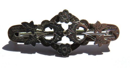 Antique Victorian Sterling Silver Floral Brooch