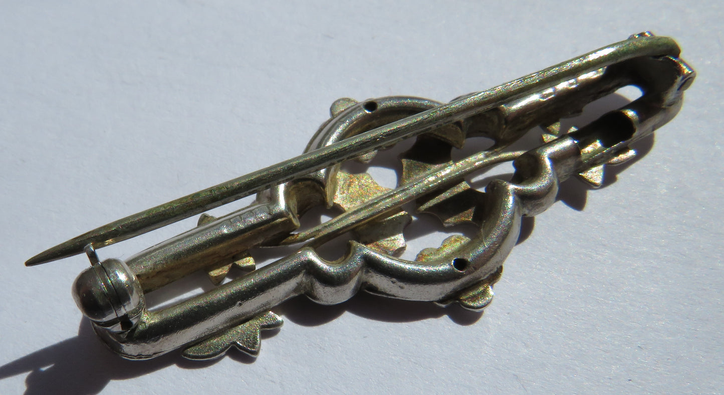 Antique Victorian Sterling Silver Floral Brooch
