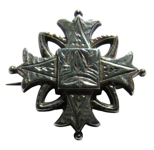 Antique Victorian Silver / White Metal Brooch