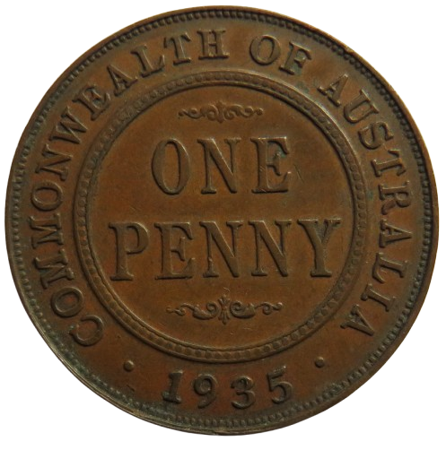 1935 King George V Australia One Penny Coin