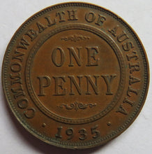 Load image into Gallery viewer, 1935 King George V Australia One Penny Coin
