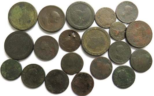 Collection of Old UK Georgian Copper Coins Inc Cartwheel Pennies