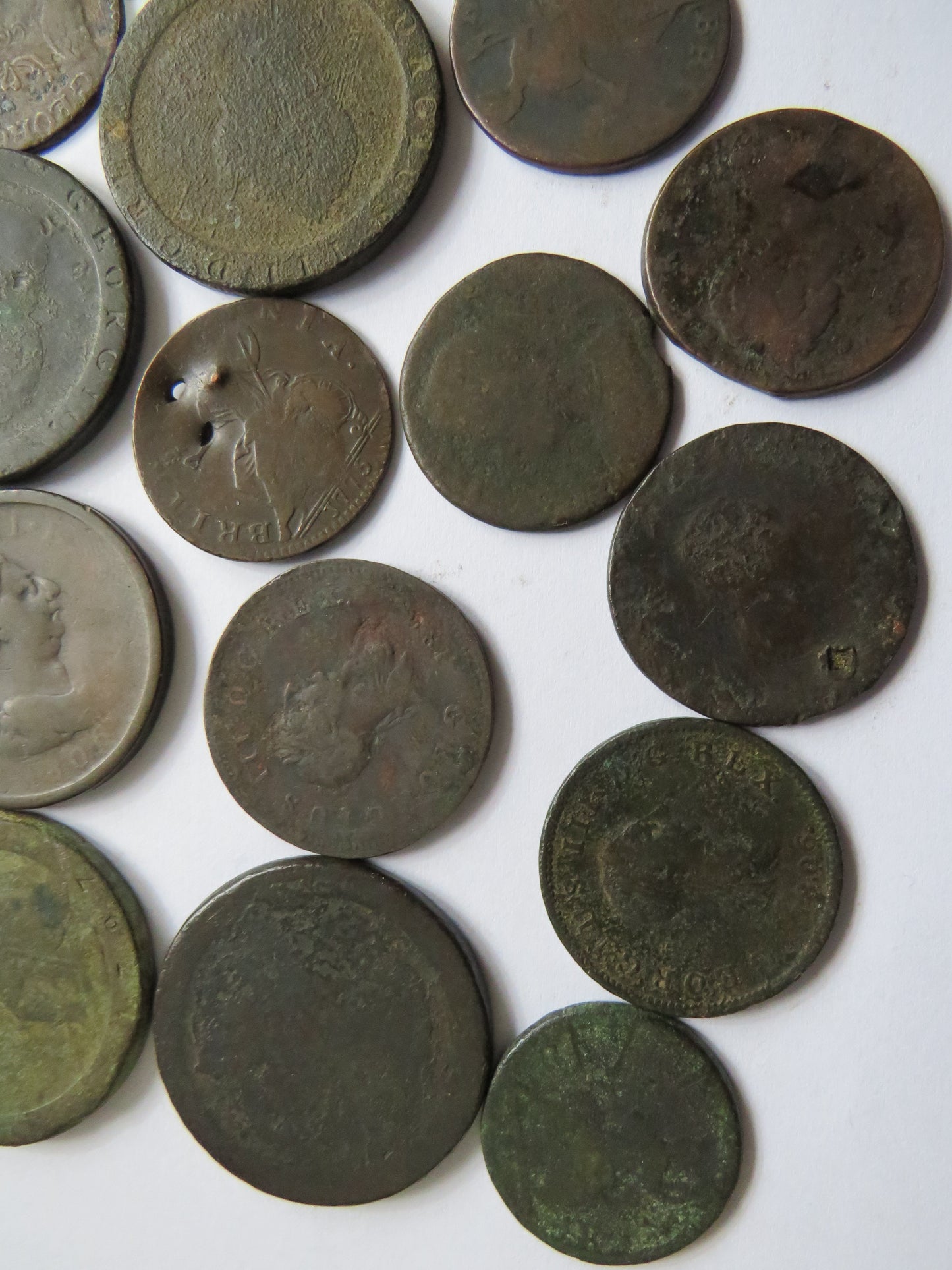 Collection of Old UK Georgian Copper Coins Inc Cartwheel Pennies