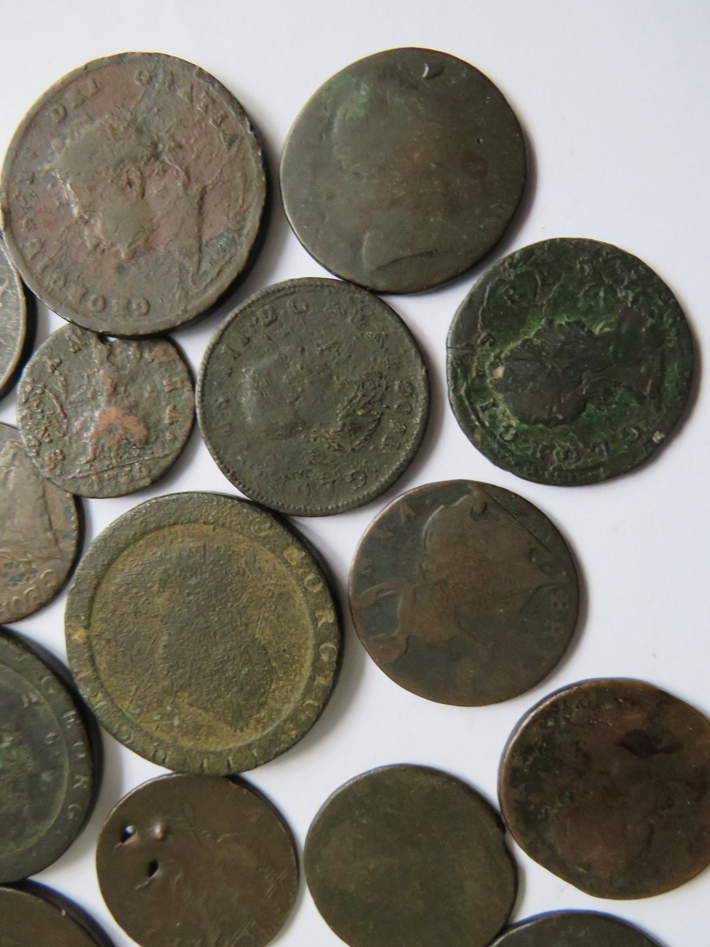 Collection of Old UK Georgian Copper Coins Inc Cartwheel Pennies
