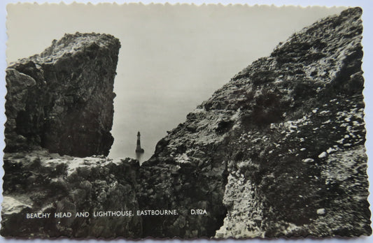 Vintage Postcard of Beachy Head and Lighthouse, Eastbourne