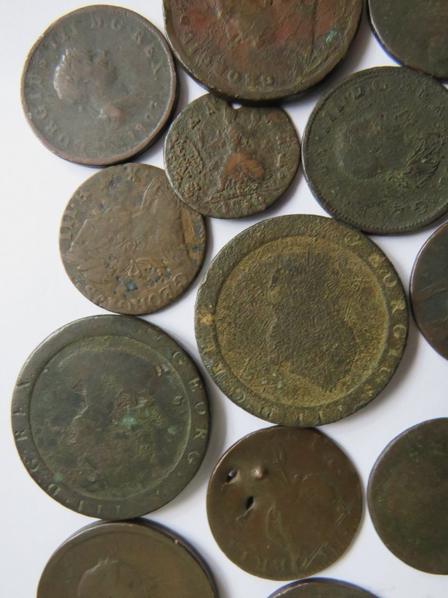 Collection of Old UK Georgian Copper Coins Inc Cartwheel Pennies