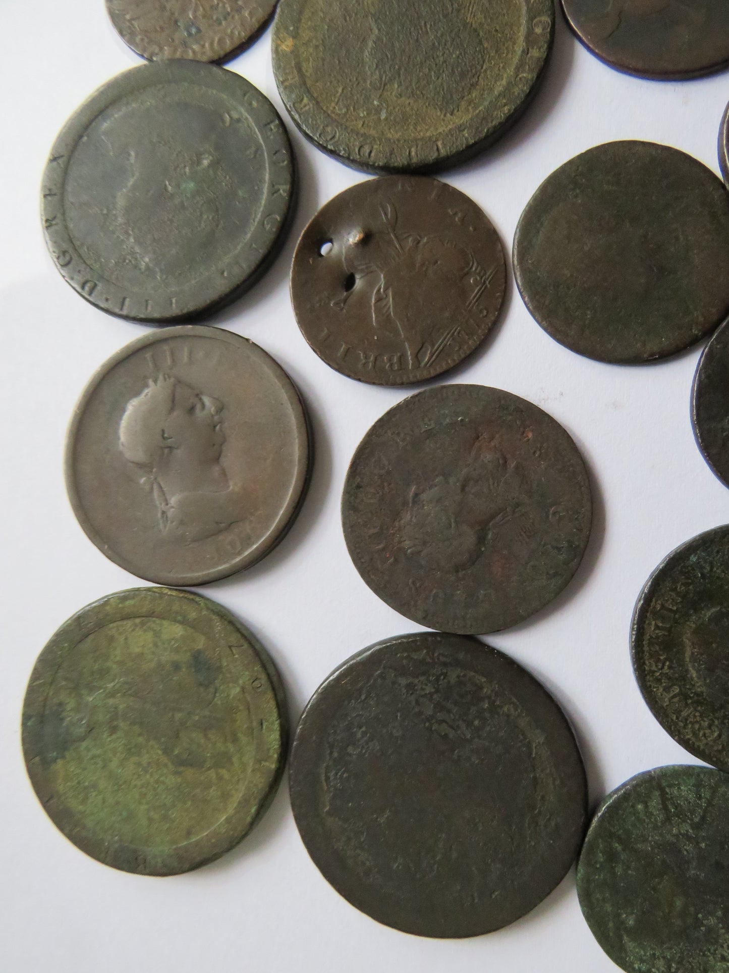 Collection of Old UK Georgian Copper Coins Inc Cartwheel Pennies