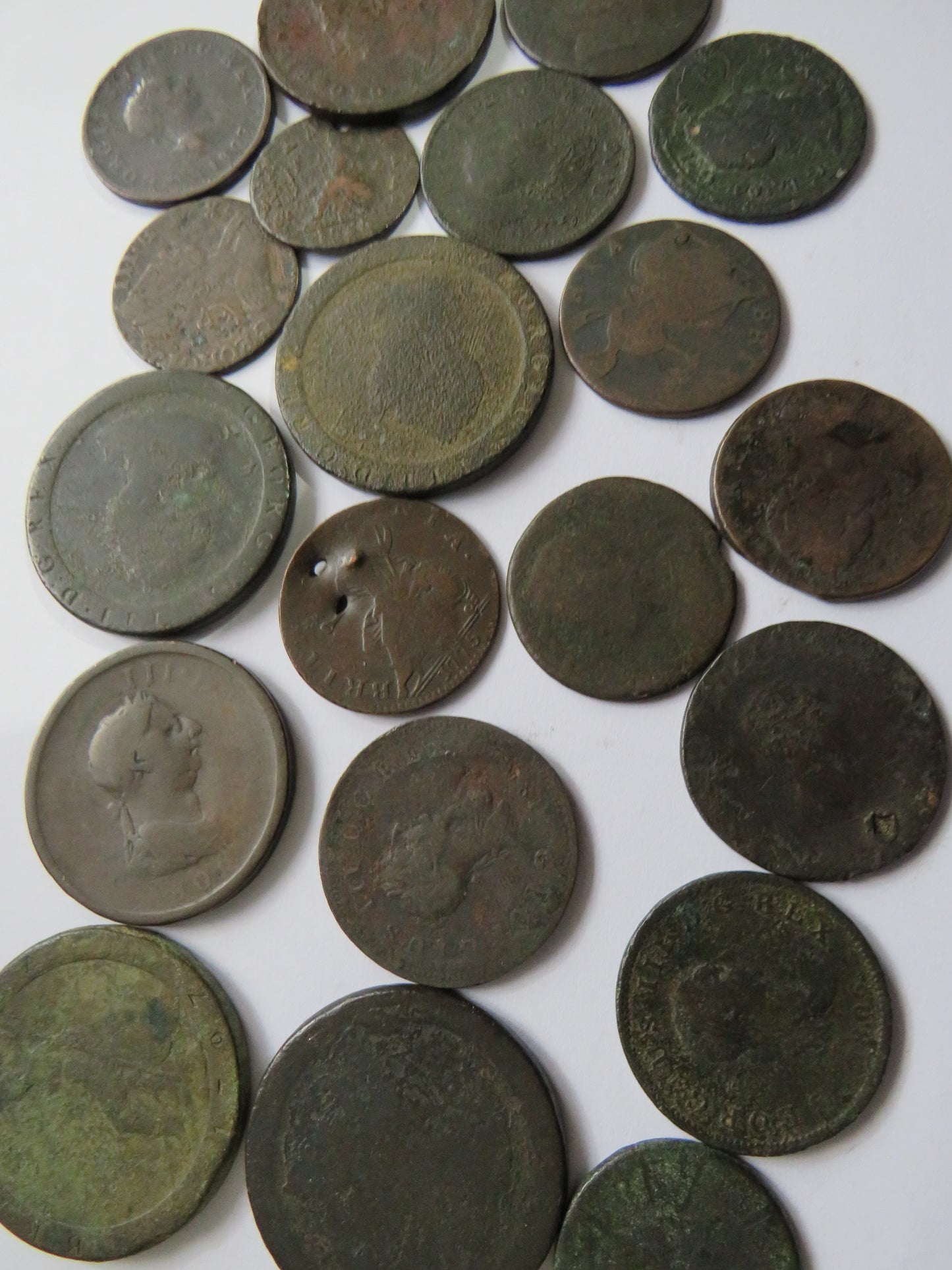 Collection of Old UK Georgian Copper Coins Inc Cartwheel Pennies