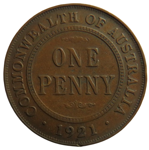 1921 King George V Australia One Penny Coin