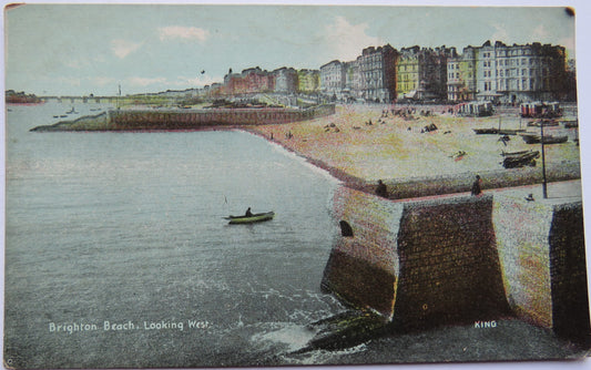Vintage Postcard of Brighton Beach, Looking West