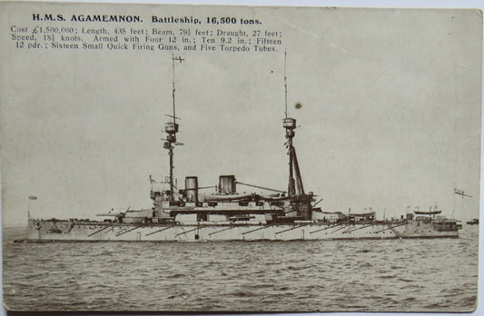 Vintage Warship Postcard of H.M.S / HMS "Agamemnon" Light Cruiser