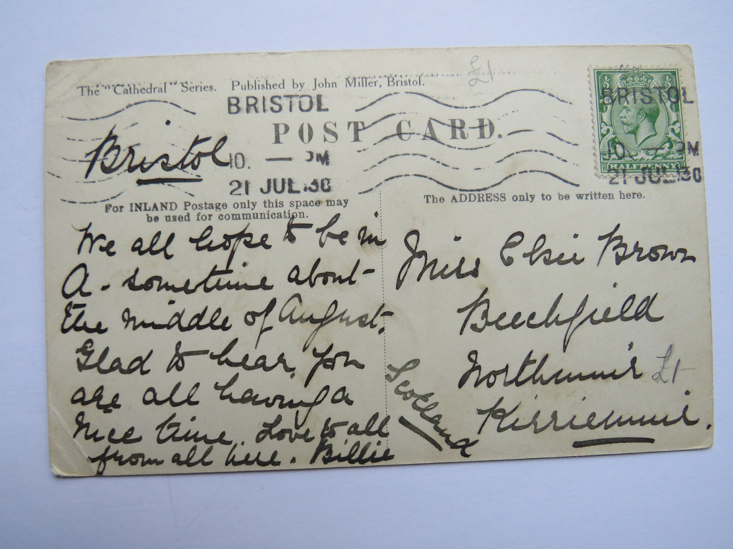 Vintage Postcard of Municipal Art Gallery, Bristol 1930