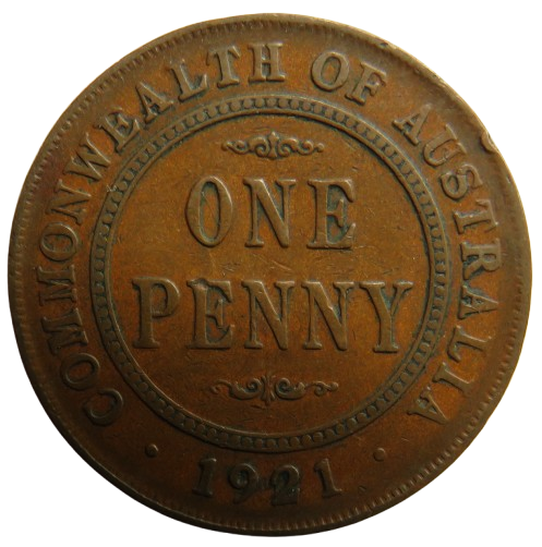 1921 King George V Australia One Penny Coin