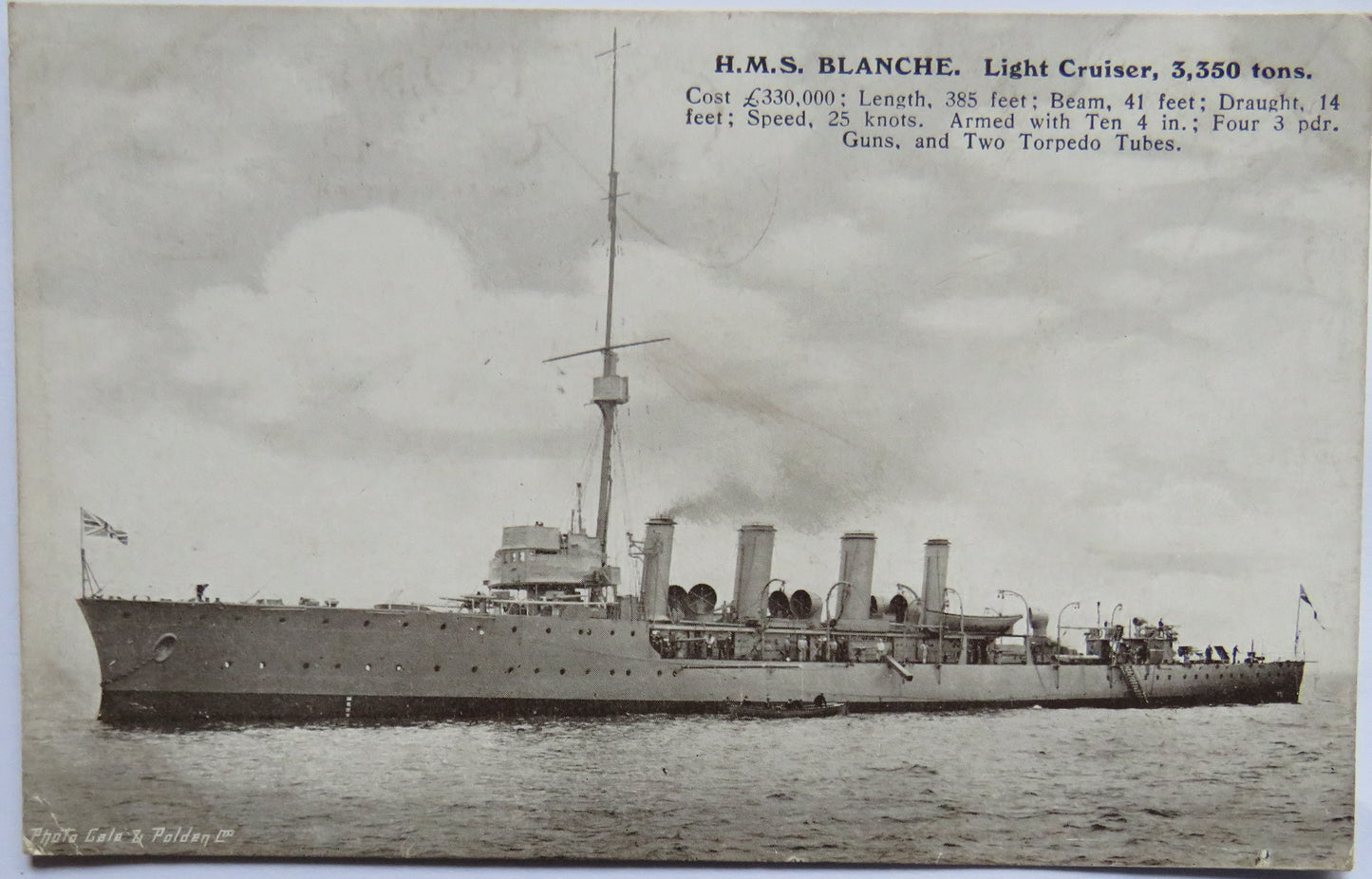 Vintage Warship Postcard of H.M.S / HMS "Blanche"