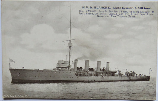 Vintage Warship Postcard of H.M.S / HMS "Blanche"