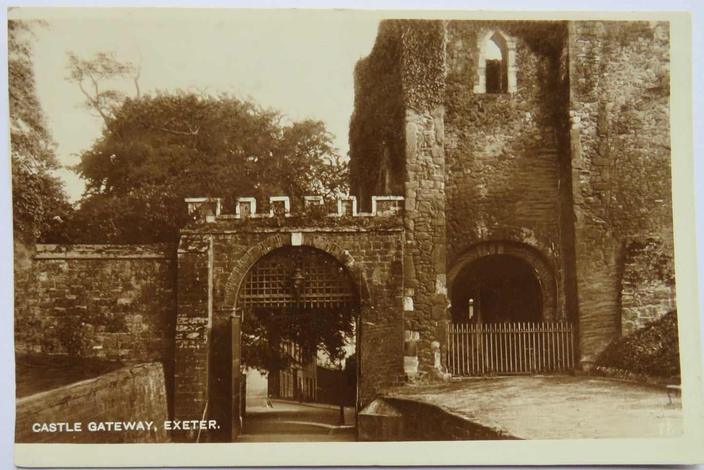 Vintage Postcard of Castle Gateway, Exeter 1926