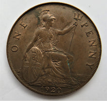 Load image into Gallery viewer, 1920 King George V One Penny Coin - Great Britain In Higher Grade
