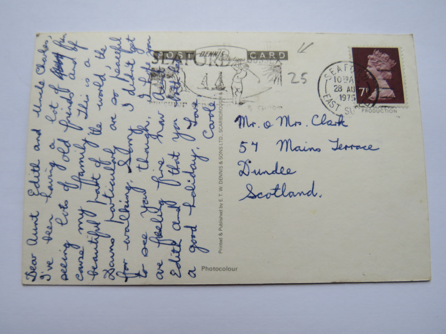 Vintage Postcard of Seven Sisters From Seaford Head 1975