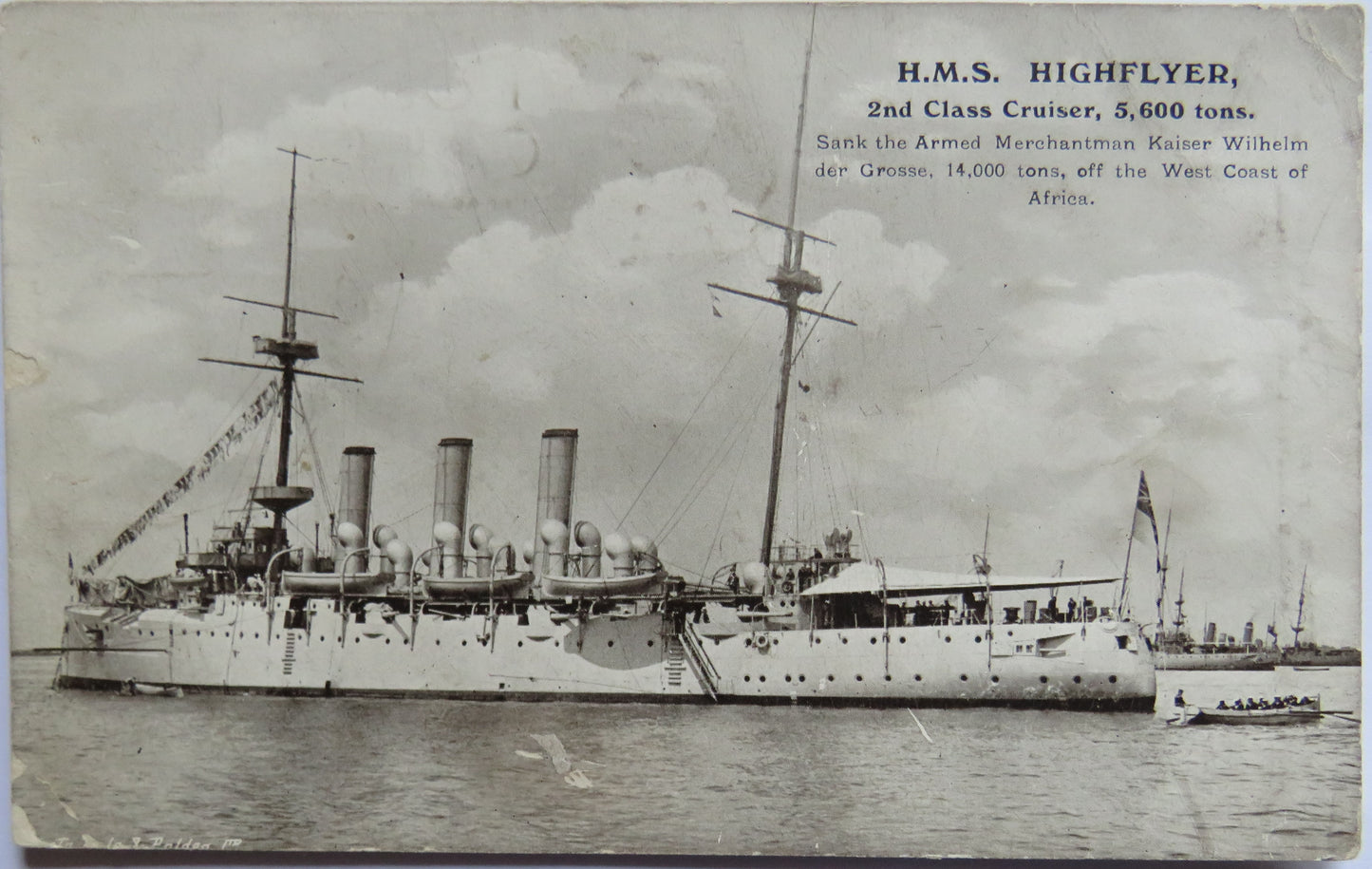 Vintage Warship Postcard of H.M.S / HMS "Highflyer"