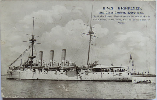 Vintage Warship Postcard of H.M.S / HMS "Highflyer"