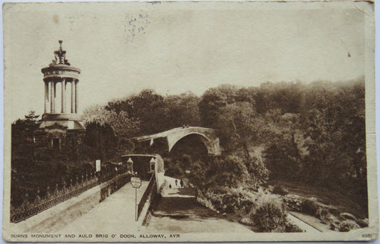 Vintage Postcard of Burns Monument Alloway, Ayr 1950