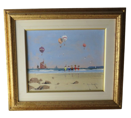 Rod Pearce "Paddling" Oil Painting Beach Scene Children Playing