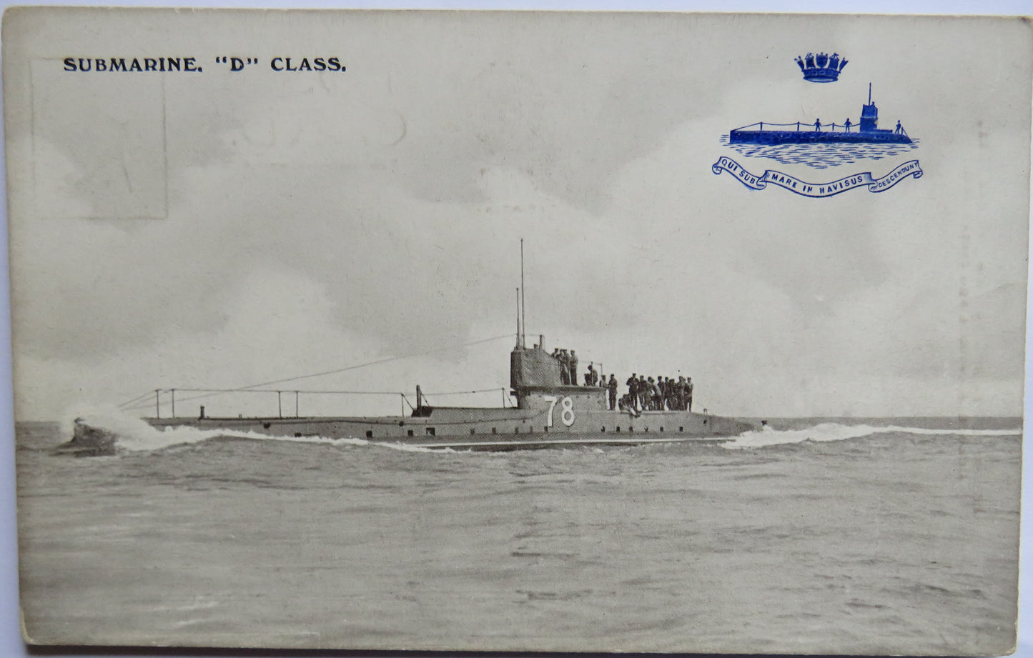 Vintage Postcard of Submarine "D" Class