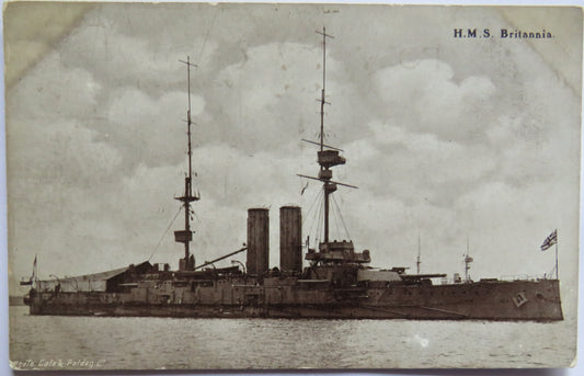 Vintage Warship Postcard of H.M.S. HMS "Britannia"