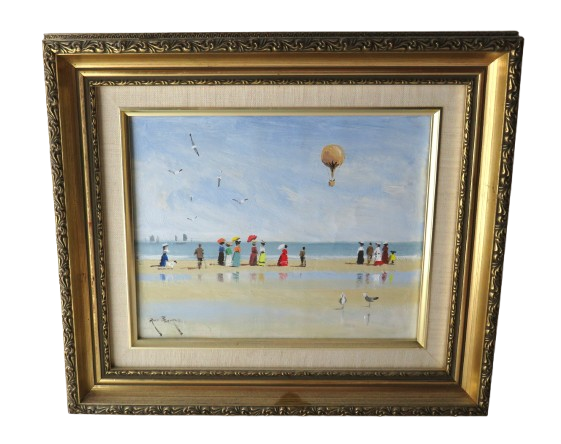 Rod Pearce "Balloon Above Beach" Oil Painting Beach Scene