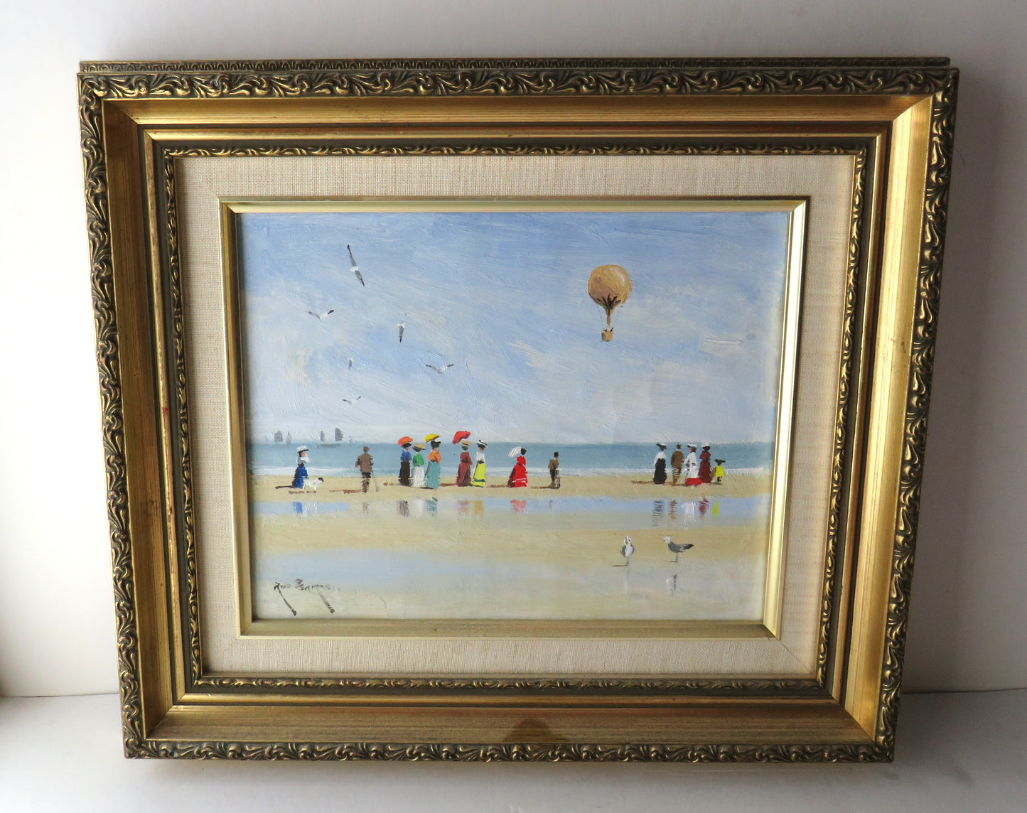 Rod Pearce "Balloon Above Beach" Oil Painting Beach Scene