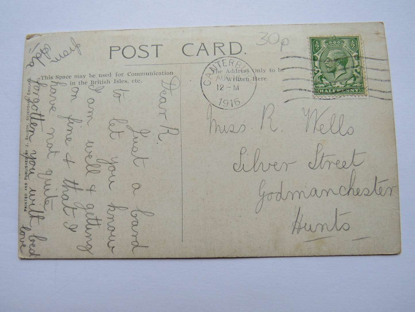 Vintage Postcard of Norman Porch, Canterbury 1916