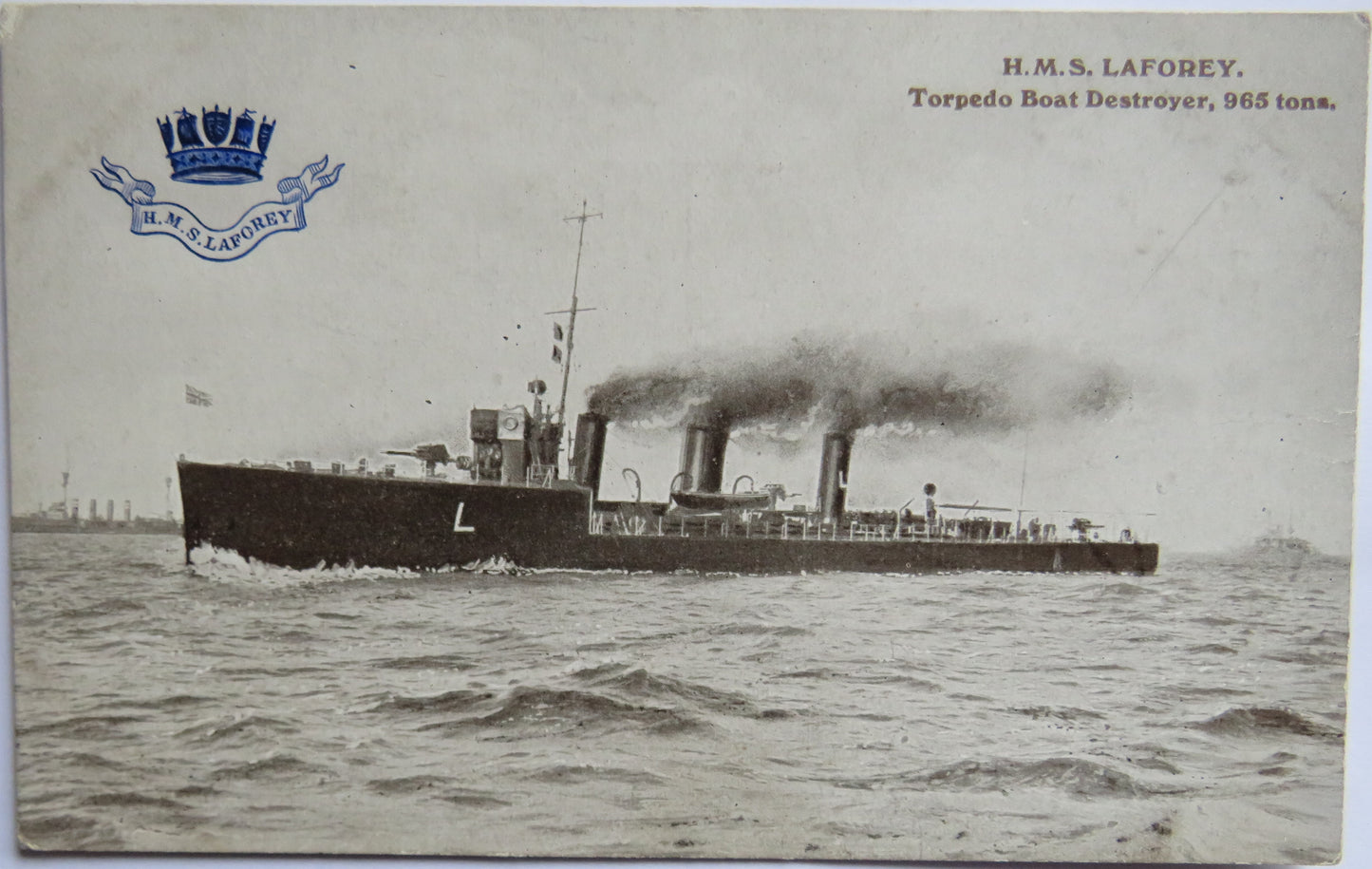 Vintage Warship Postcard of H.M.S. "Laforey" Torpedo Boat Destroyer
