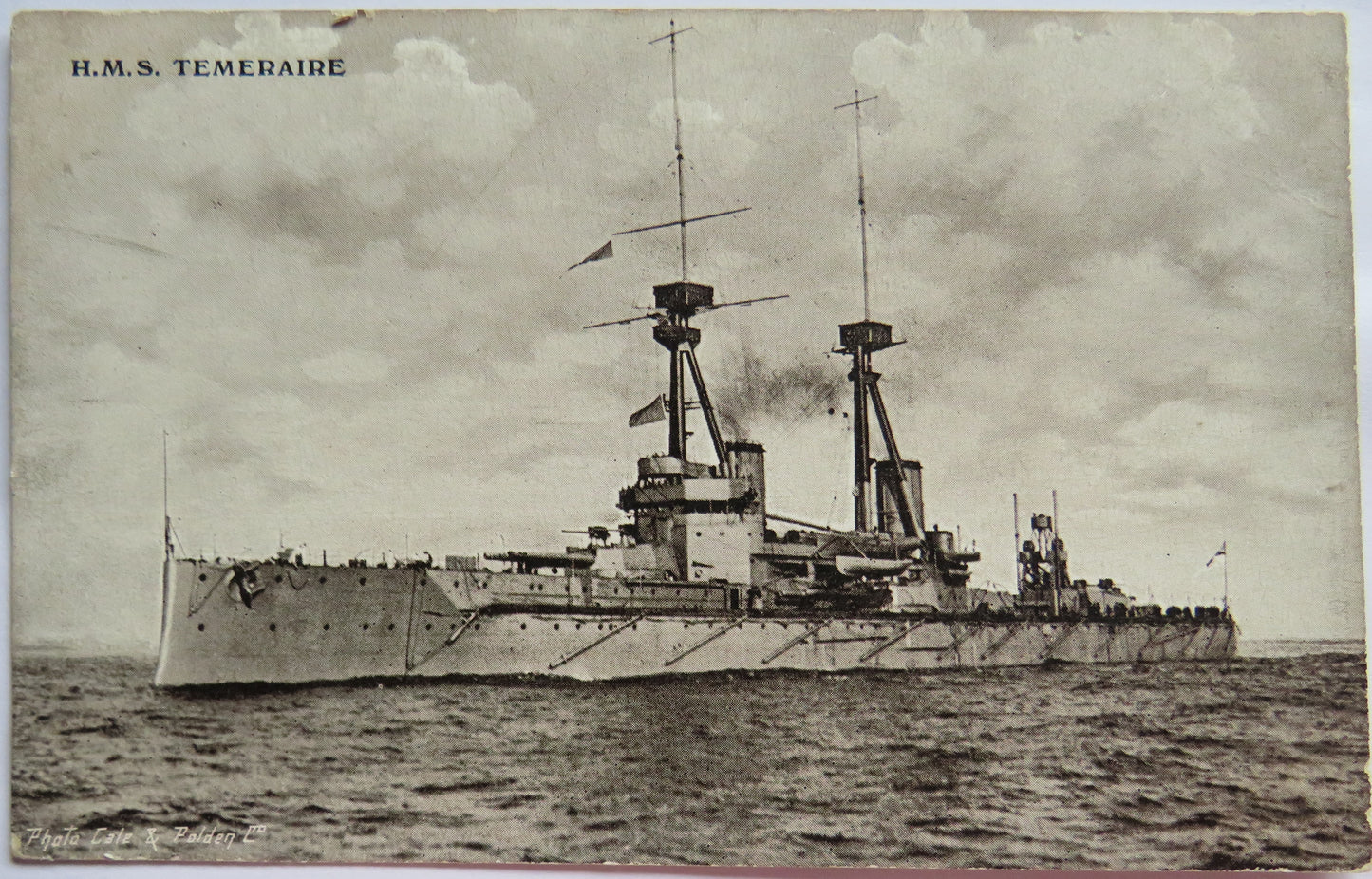 Vintage Warship Postcard of H.M.S / HMS Temeraire